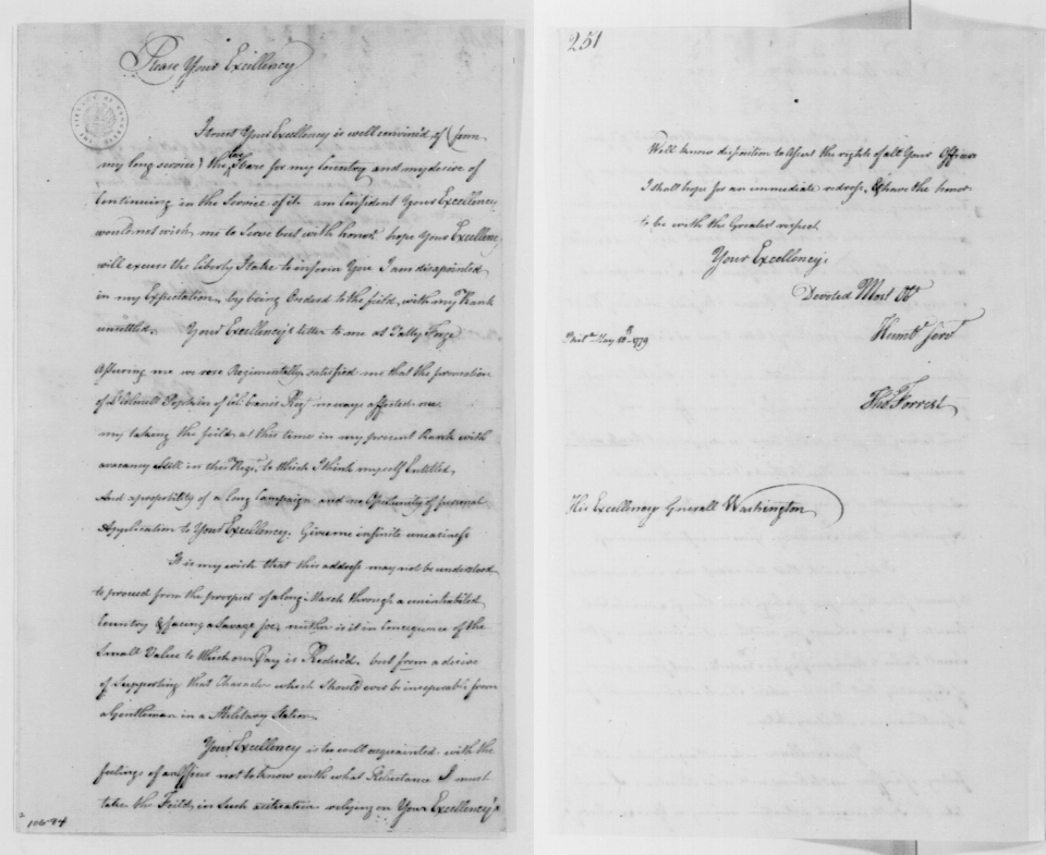 Correspondence between Thomas Forrest and George Washington